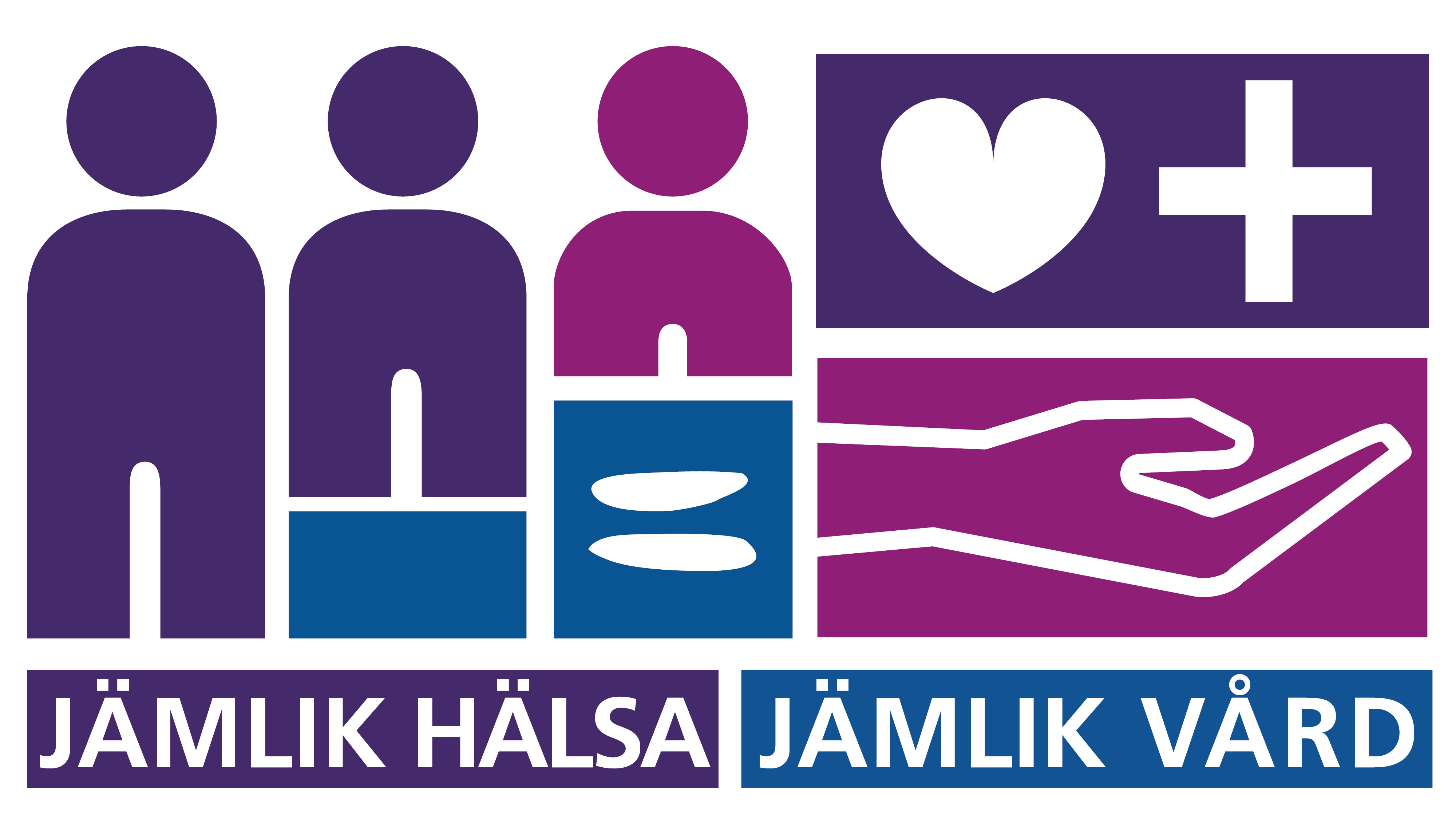 Symboler för satsningen Jämlik hälsa - jämlik vård.